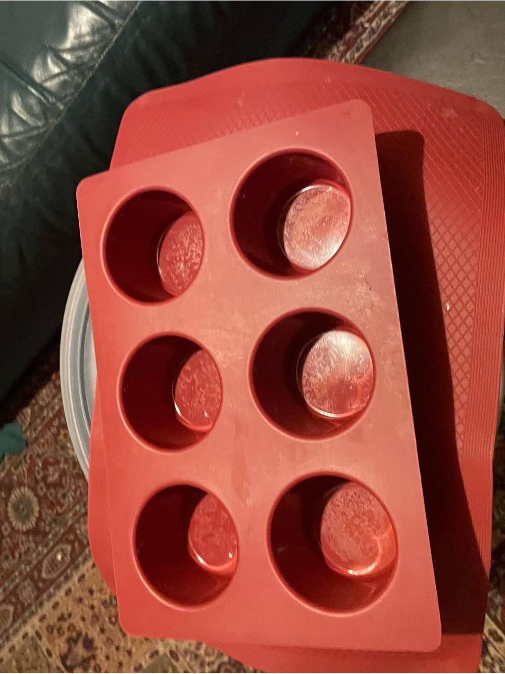 Red Silicone 6-Cavity Muffin and Cupcake Baking Mold